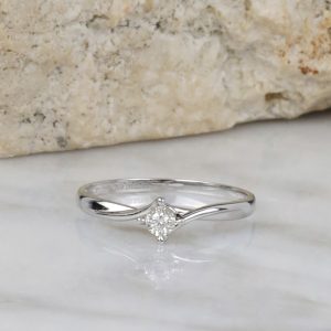 .023 Carat Diamond Engagement Ring 18K White Gold ER615-3 WG