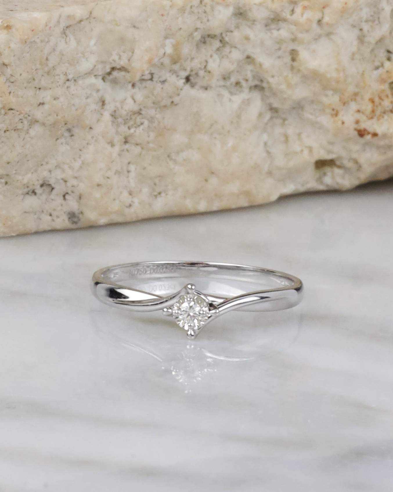 .023 Carat Diamond Engagement Ring 18K White Gold ER615-3 WG