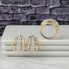 1.702 CTW Diamond Earrings & Ring Set 14K Tri-Color Gold JS272-TRI