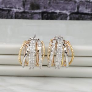 1.095 CTW Diamond Stud Earrings 14K Tri-Color Gold JS272E-TRI